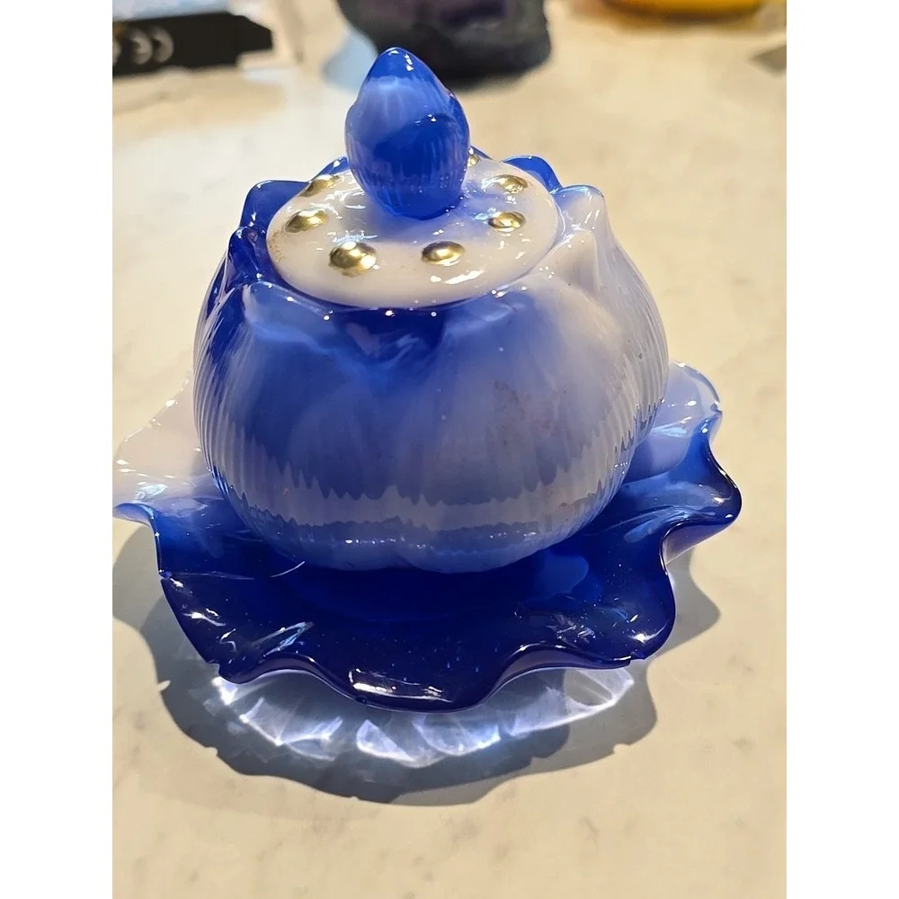 Handmade‎ Resin Blue And White Trinket Jar Stash Jar Decoration Gifts 628